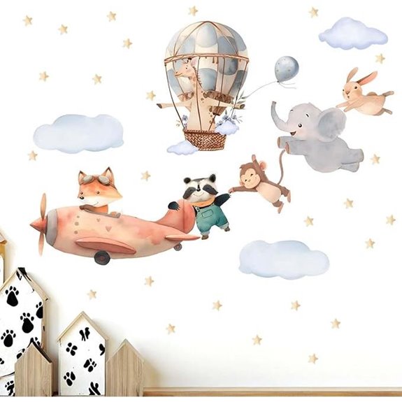 Animals Airplane Wall Stickers for Nursery Bedroom
