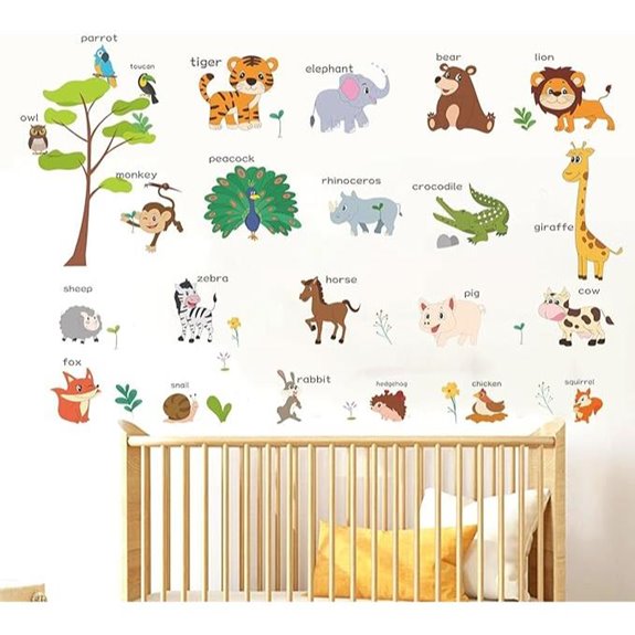 Animals Learning Wall Stickers for Kids Nursery