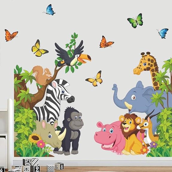 Supzone Cartoon Animal Wall Decals for Kids Nursery