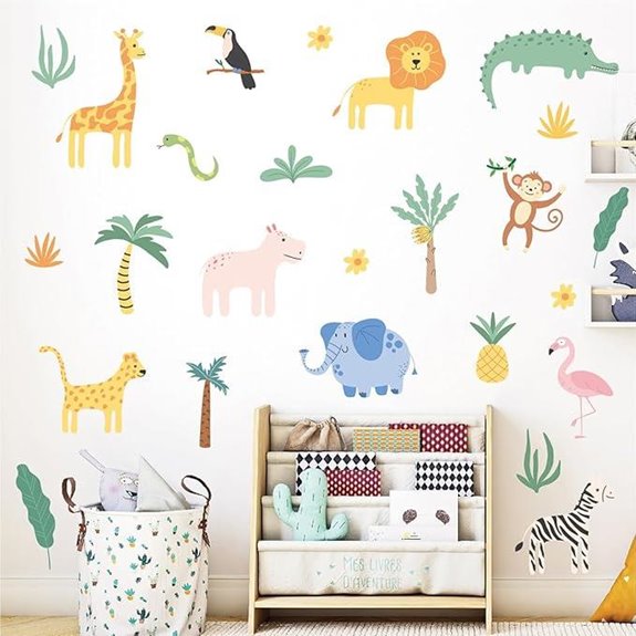 AOWDIAO Cute Safari Animals Wall Decals for Kids