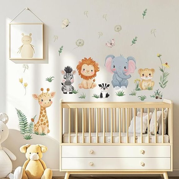 Cartoon Jungle Animals Wall Stickers for Kids Bedroom