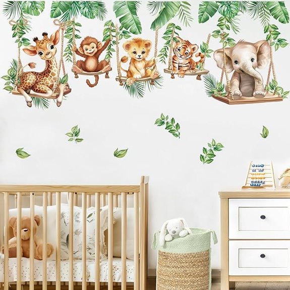 Wondever Jungle Animal Wall Stickers for Kids Nursery