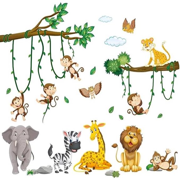 Animal Safari Jungle Wall Stickers for Kids Bedrooms