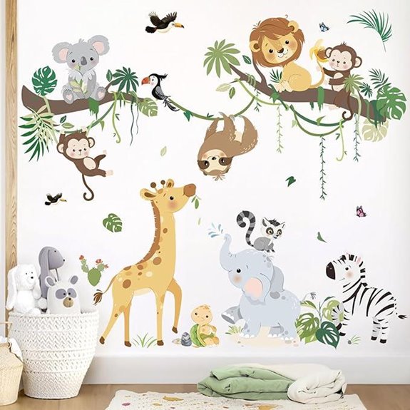 Decalmile Jungle Animals Tree Branch Wall Decals Safari