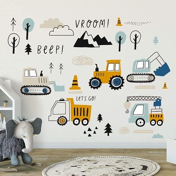 37 Pc Tractor Digger Wall Stickers for Kids Bedrooms