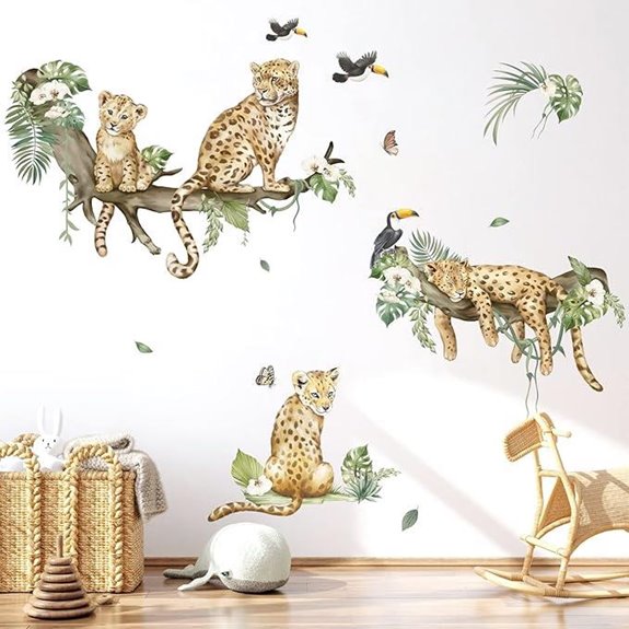 Decalmile Leopard Safari Wall Decals Jungle Animals