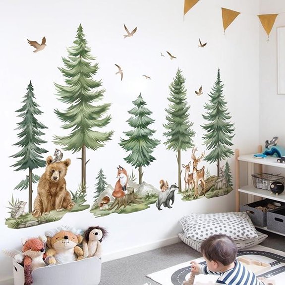 Wondever Mountain Tree Wall Stickers Forest Animals