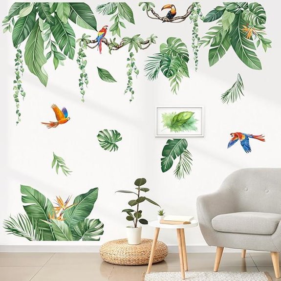 Decalmile Tropical Jungle Leaves Wall Decals & Stickers